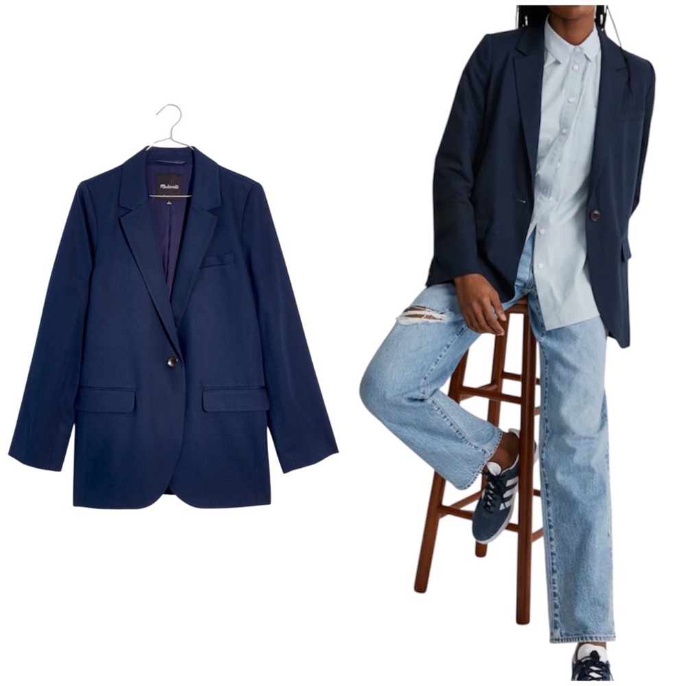 Madewell The Larsen navy blue blazer in Drapeweave size Small